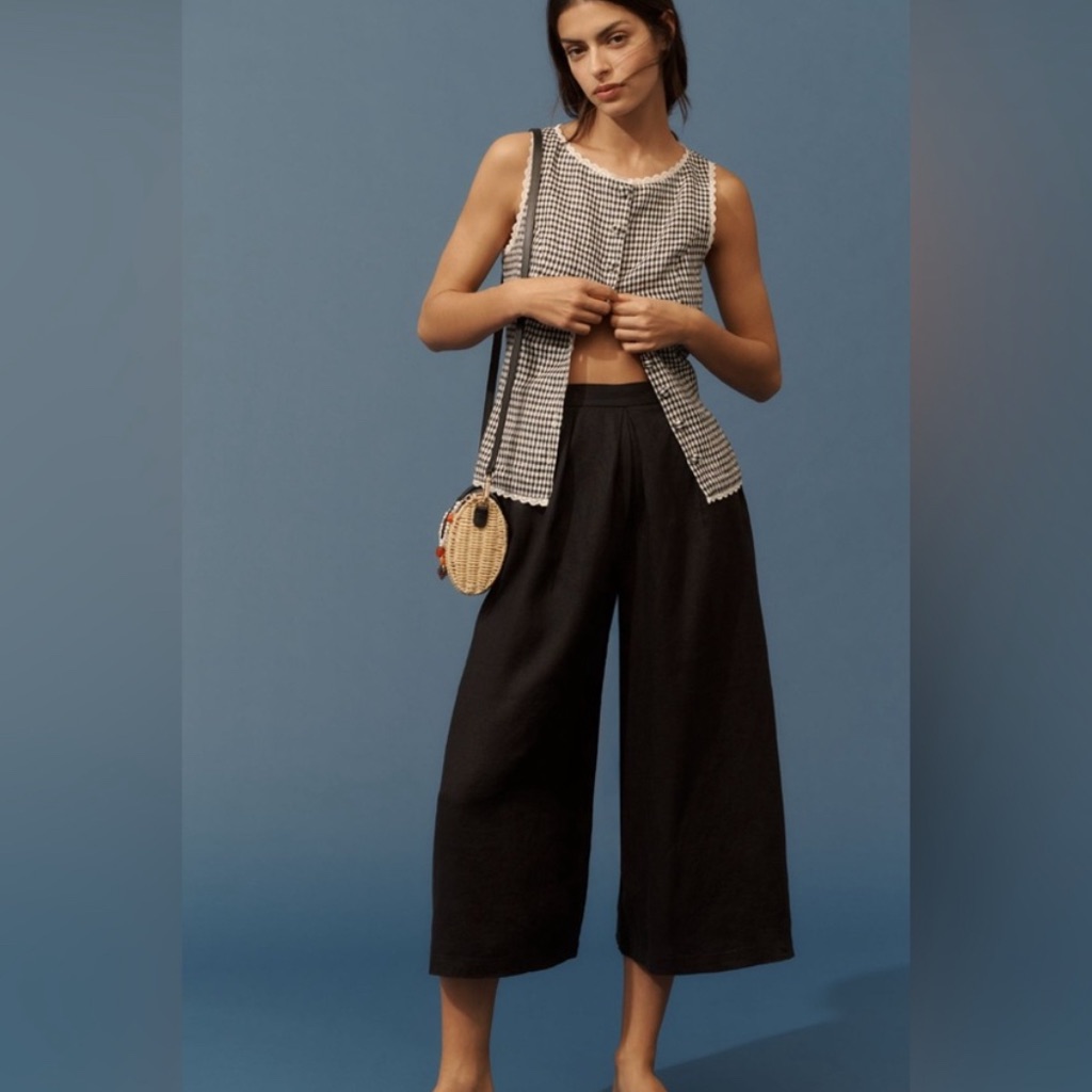 Anthropologie Black Wide-Leg Pants